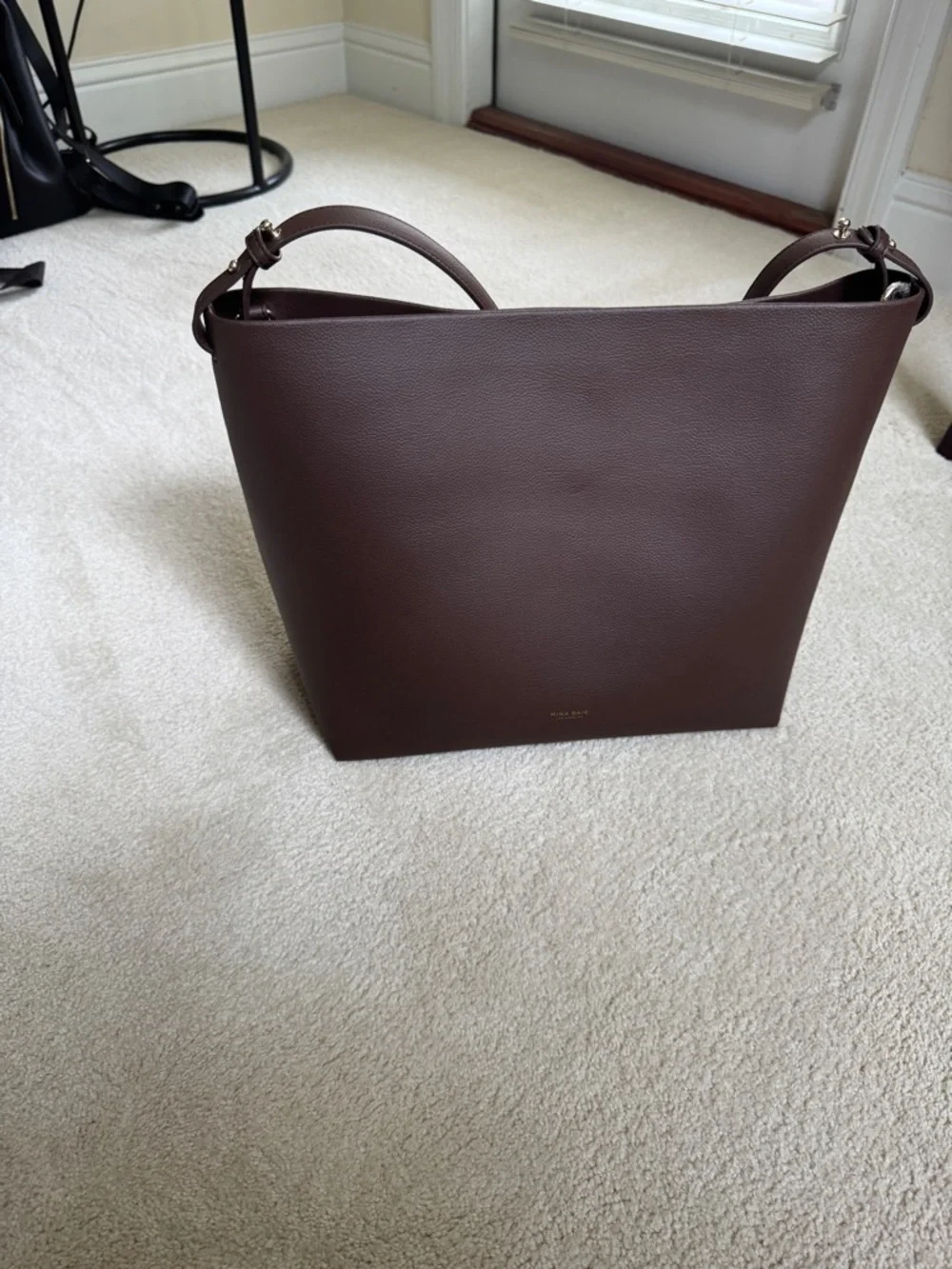 Minimalist Brown Vegan Leather Tote - Picture 1 of 5